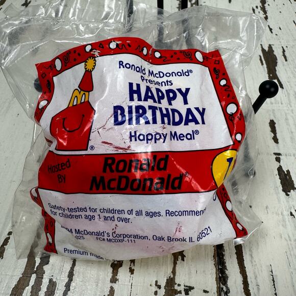 McDonald's Happy Birthday 1994 Ronald McDonald Happy Meal Toy #1 NOS NIP Vtg - Picture 1 of 3